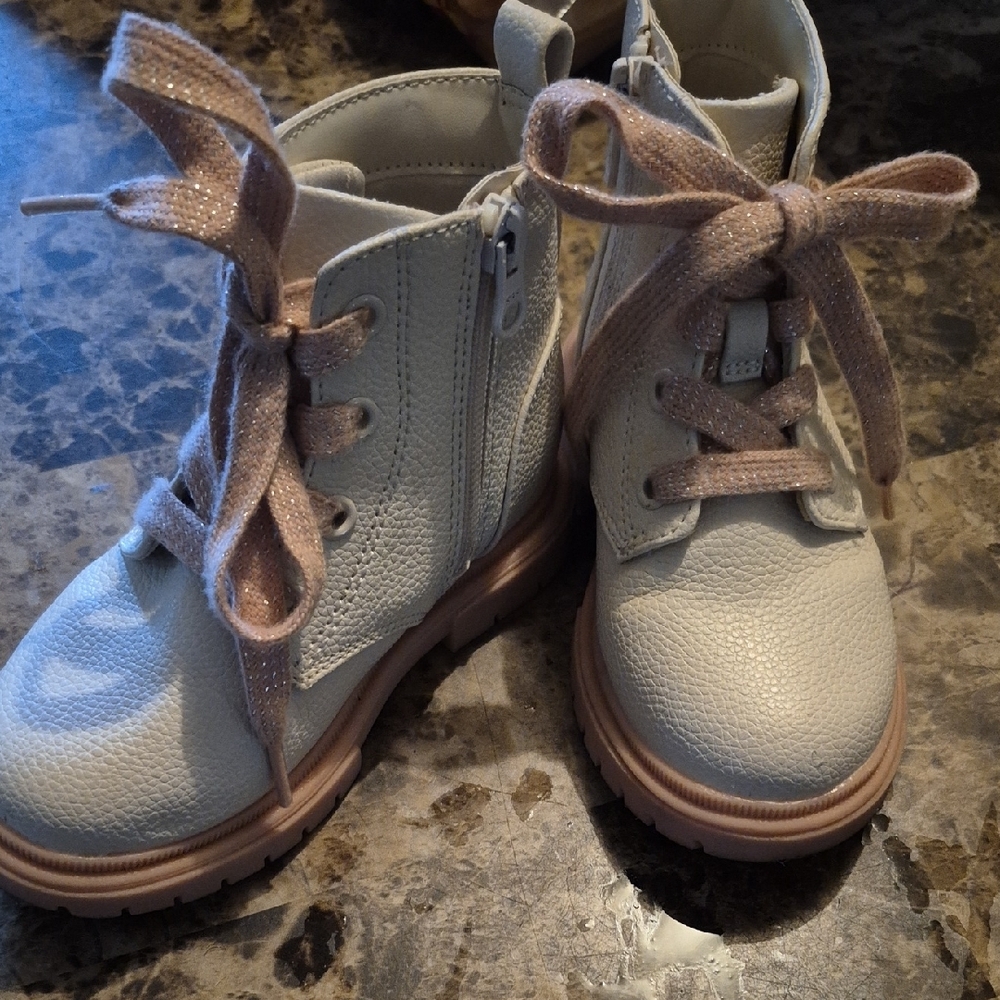 Cream High-Top Boots with Sturdy Construction